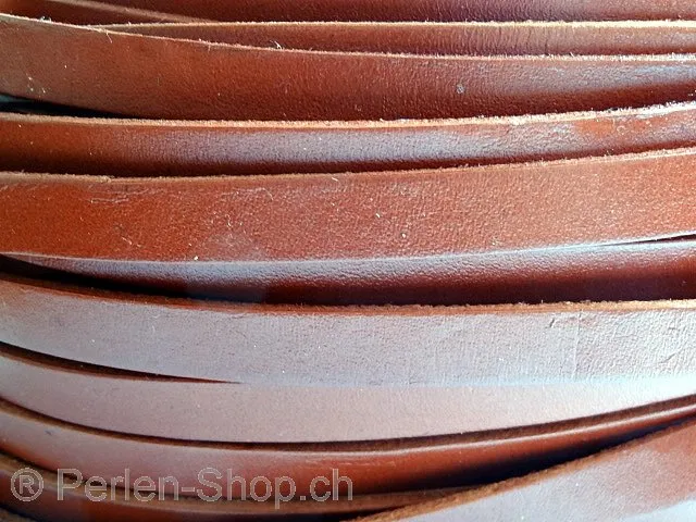Lederband flach, ab Spule, Farbe: braun, Grösse: ±10x2mm, Menge: 10 cm