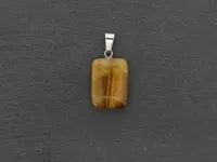Tigereye Pendentif, pierre semi-précieuse, Couleur: brun, Taille: ±20x15mm, Quantité : 1 pièce.
