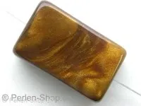 Kunststoffperle rectangle, braun/gold, ±30x18mm, 1 Stk.