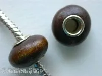 Troll-Beads Style Holzperlen, braun, ±9x14mm, 1 Stk.