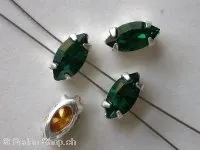Aufnähstrass navette, emerald, 10x5mm, 1 Stk.