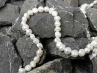perles d'eau douce flat, Couleur: blanc, Taille: ±8-9mm, Quantite: chaîne ±36cm, (±48 piece)