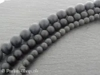Blackstone matt, Halbedelstein, Nachahmung, Farbe: schwarz, Grösse: ±4mm, Menge: 1 strang ±40cm (±92 Stk.)