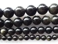 Gold Obsidian, Halbedelstein, Farbe: braun, Grösse: ±8mm, Menge: 1 strang ±38cm (±48 Stk.)