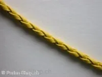 Imitation L band (Bolo) geflochten, gelb, ±3mm, 100cm