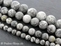 Marbel Jasper, pierre semi précieuse, Couleur: gris, Taille: 6mm, Quantite: chaîne ± 40cm, (±62 piece)