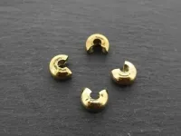 Cache-perles à écraser en acier inoxydable, Couleur: plaqué or, Taille: ±5mm, Quantite: 4 piece