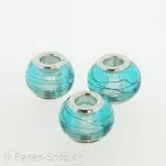 Troll-Beads Style Glasperlen, türkis, ±10x13mm, 1 Stk.