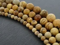 Picture Jasper, pierre semi précieuse, Couleur: beige, Taille: 4mm, Quantite: chaîne ±38cm, (±87 piece)