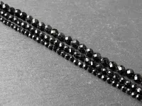 Spinelle noir facetté, pierre semi-précieuse, Couleur: noir, Taille: ±2mm, Quantité: 1 chain ±40cm (±160 Pcs.)