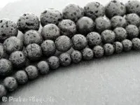 Lava Stein, Halbedelstein, Farbe: schwarz, Grösse: ±10/11mm, Menge: 1 strang ±40cm (±40 Stk.)