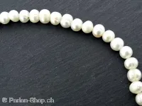 perles d'eau douce, Couleur: beige, Taille: ±6mm, Quantite: chaîne ±38cm, (±62 piece)