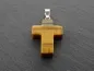 Preview: Tigereye Cross Pendant, Semi-Precious Stone, Color: brown, Size: ±25x6mm, Qty: 1 pc