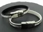 Preview: Bracelet imitation daim avec strass et chaîne, Couleur: blanc, Taille: ±8x3 mm, Quantite: 10 cm