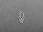 Preview: Stainless Steel Hamsa Hand, Color: Platinum, Size: ±16x9mm, Qty: 1 pc.