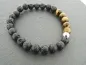 Preview: Semi-Precious stone bracelet with 8mm lava stones, tiger eye and stainless steel bead