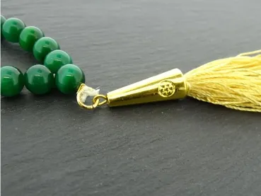 Gebetskette, Tesbih - Misbaha, Farbe: grün/gold, Grösse: ±23cm, Menge: 1 Stk.