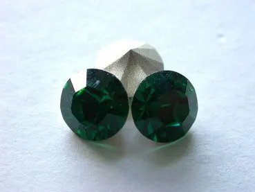Swarovski rhinestones pointed back, 1028, 2mm, emerald, 5 pc.