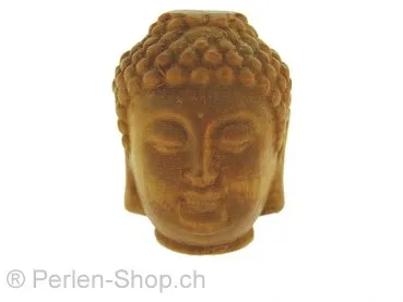 Buddha Pendetif bois, Couleur: brun, Taille: ±34x28mm, Quantite: 1 piece