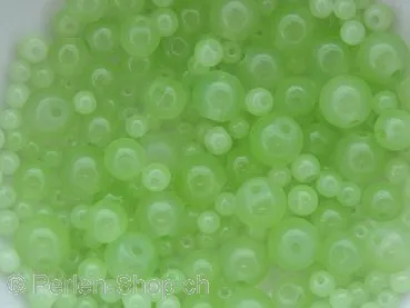 Glassbeads round, Color: green, Size: ±6mm, Qty: 30 pc.