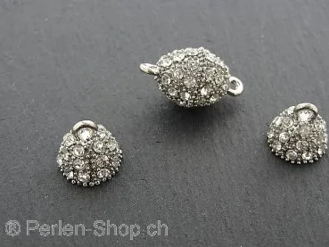 Magnetic Clasps with. ±40 rhinestone, Color: platinum, Size: ±22x12mm, Qty: 1 pc.