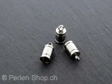 Stainless Steel Eye end part for ±4mm , Color: Platinum, Size: ±5x10mm, Qty: 2 pc.