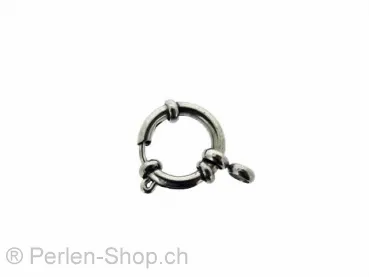 Edelstahl Federring mit Ring, Farbe: Platinum, Grösse: ±12mm, Menge: 1 Stk.