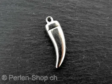 Stainless Steel Pendant Teeth, Color: Platinum, Size: ±23x7mm, Qty: 1 pc.