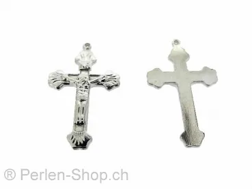 Stainless Steel Pendant Cross, Color: Platinum, Size: ±30x17mm, Qty: 1 pc.