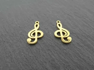 Stainless Steel Music Note, Color: Gold, Size: ±17x8x1mm, Qty: 1 pc.