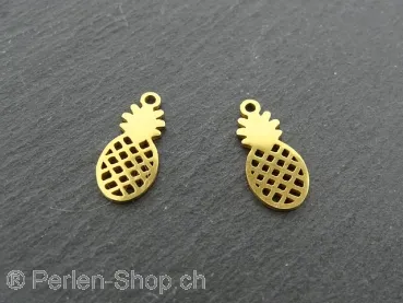 Stainless Steel Ananas, Color: Gold, Size: ±8x17x1mm, Qty: 1 pc.