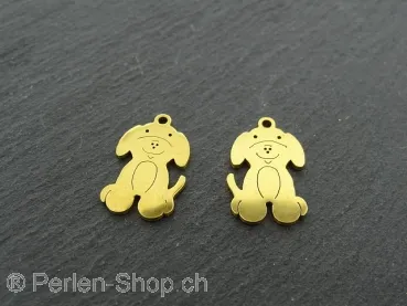 Stainless Steel Dog, Color: Gold, Size: ±11x18x1mm, Qty: 1 pc.