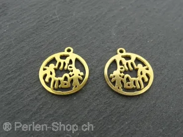 Stainless Steel Family, Color: Gold, Size: ±15x1mm, Qty: 1 pc.