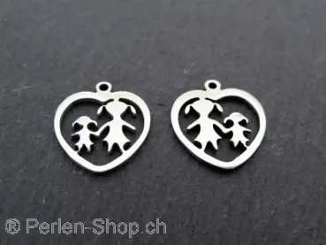 Stainless Steel mother and child, Color: Platinum, Size: ±15x1mm, Qty: 1 pc.