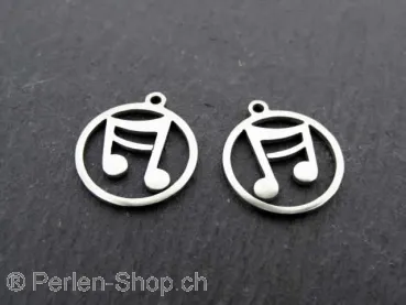Stainless Steel Music Note, Color: Platinum, Size: ±15x1mm, Qty: 1 pc.