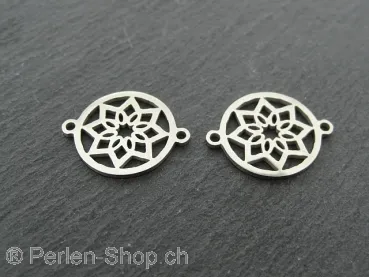 Stainless Steel flower of life, Color: Platinum, Size: ±18x15x1mm, Qty: 1 pc.