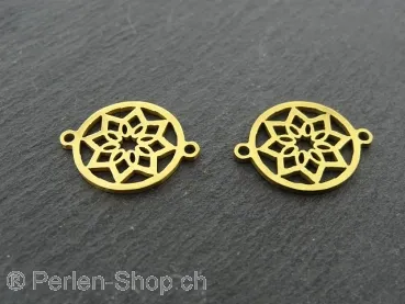 Stainless Steel flower of life, Color: Gold, Size: ±18x15x1mm, Qty: 1 pc.