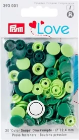 Prym Love Druckknopf Color Snaps, grün, Grösse: 12.4 mm, Karte 30 Stk.