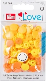 Prym Love Druckknopf Color Snaps, gelb, Grösse: 12.4 mm, Karte 30 Stk.