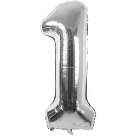 Rico Foil balloon 1, Silver, Size: ca. 86 cm