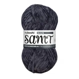 Samt - myboshi Wool Chenille-Garn, Color: mouse, Weight: 100g, Qty: 1 pc.