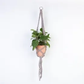 Hoooked Macrame Set Jute Hanging Basket, Color: taupe, Quantity: 1 piece.
