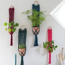 Hoooked Macrame Hanging Basket Bali, Color: Coral, Quantity: 1 piece.