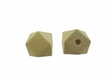 Holzperlen Hexagon, Farbe: braun, Grösse: ±14mm, Menge: 8 Stk.