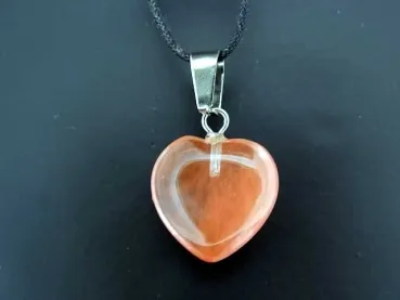 Cherry Quartz Heart Pendant, Semi-Precious Stone, Color: red, Size: ±16mm, Qty: 1 pc