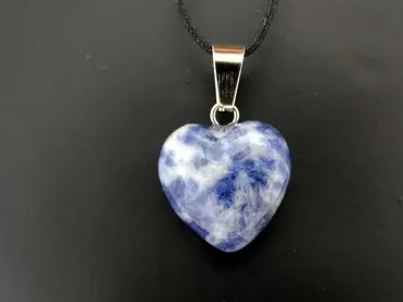 Sodalite Heart Pendant, Semi-Precious Stone, Color: blue, Size: ±16mm, Qty: 1 pc