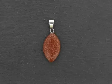 Goldstone Heart Pendant, Semi-Precious Stone, Color: brown, Size: ±23x14mm, Qty: 1 pc