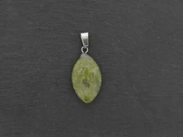 Unakite Heart Pendant, Semi-Precious Stone, Color: green, Size: ±23x14mm, Qty: 1 pc