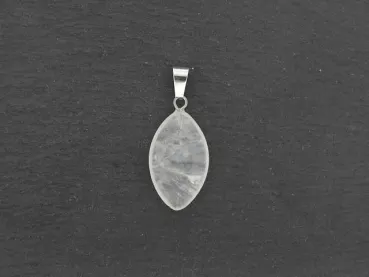 White Jade Heart Pendant, Semi-Precious Stone, Color: white, Size: ±23x14mm, Qty: 1 pc