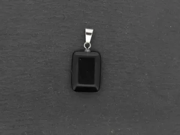 Black Stone Pendentif, pierre semi-précieuse, Couleur: noir, Taille: ±20x15mm, Quantité : 1 pièce.